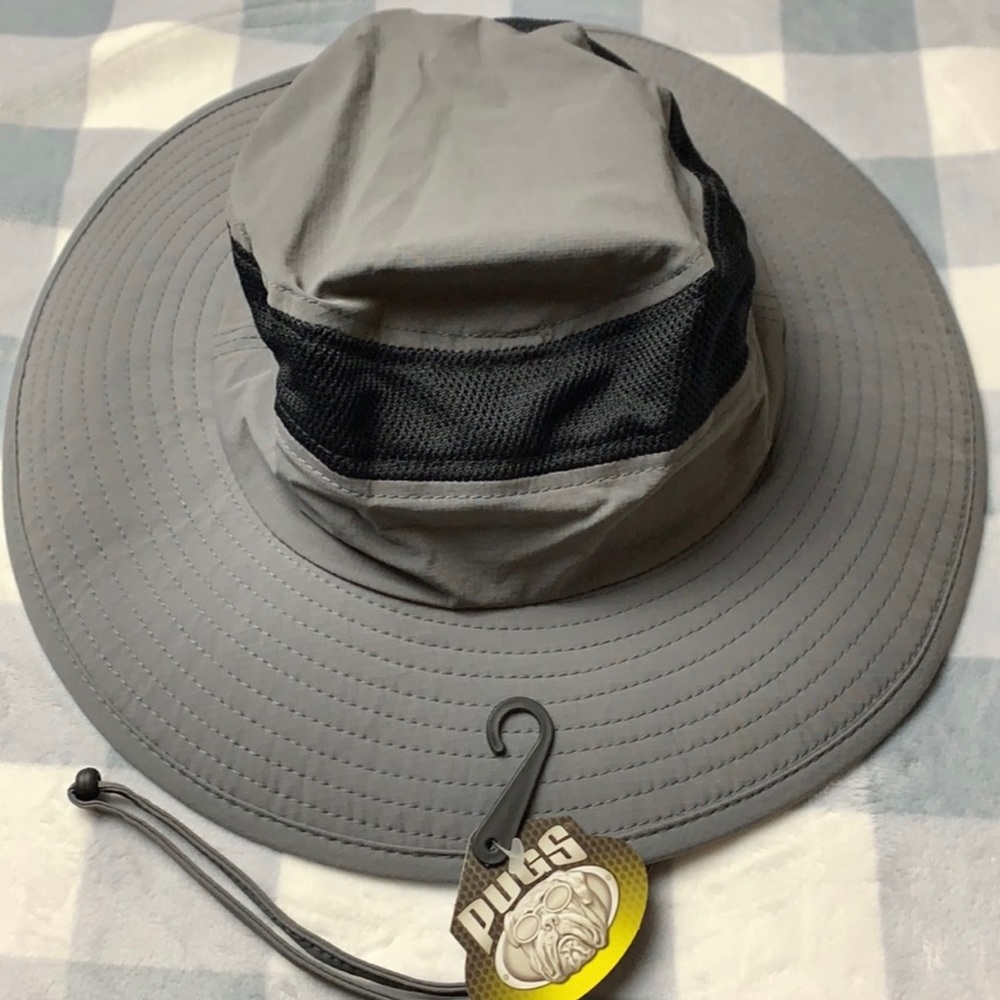 #E.26.0 🦋$5 ADD ON• NEW WITH TAGS GREY WIDE BRIM SUN HAT MESH VENTILATION